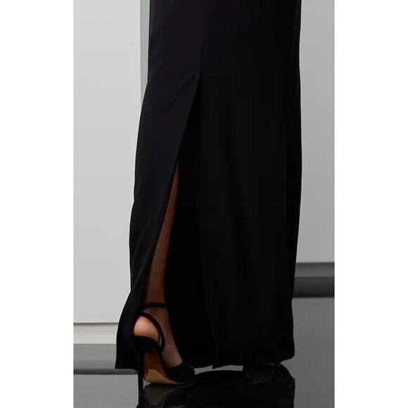 Ralph Lauren Collection Purple Label Black Maxi Skirt Satin Crepe Pencil 4 Small - Picture 5 of 8